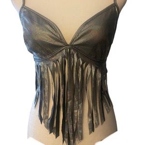 Metallic Fringe Halter Top Size LARGE